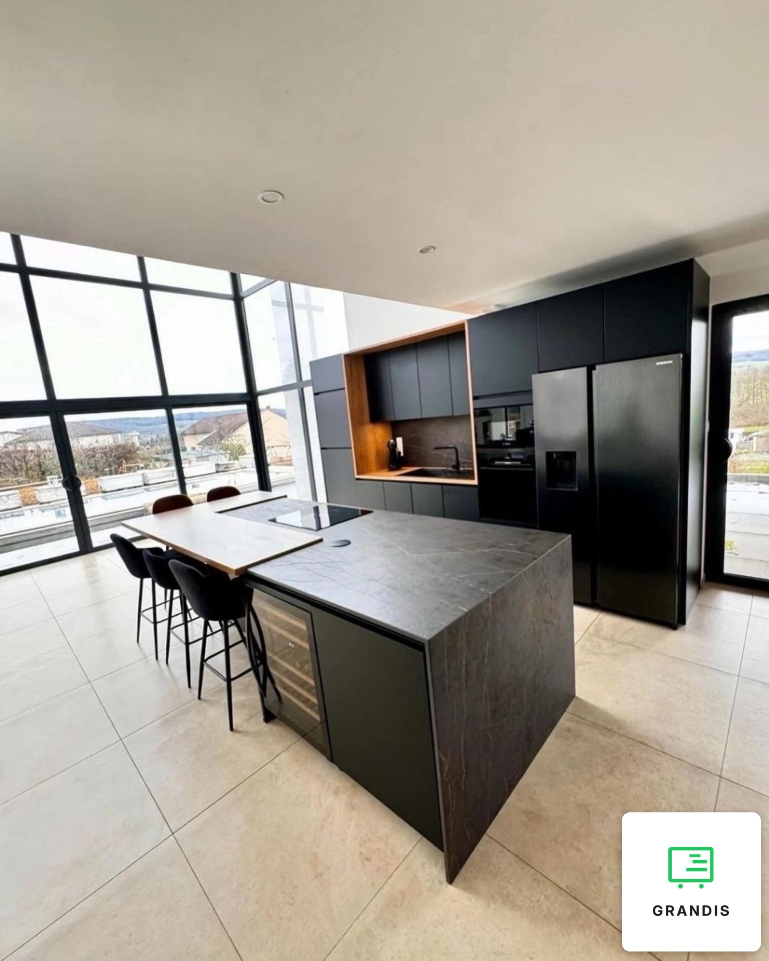 Matt Black Kitchen with Island — photo 2